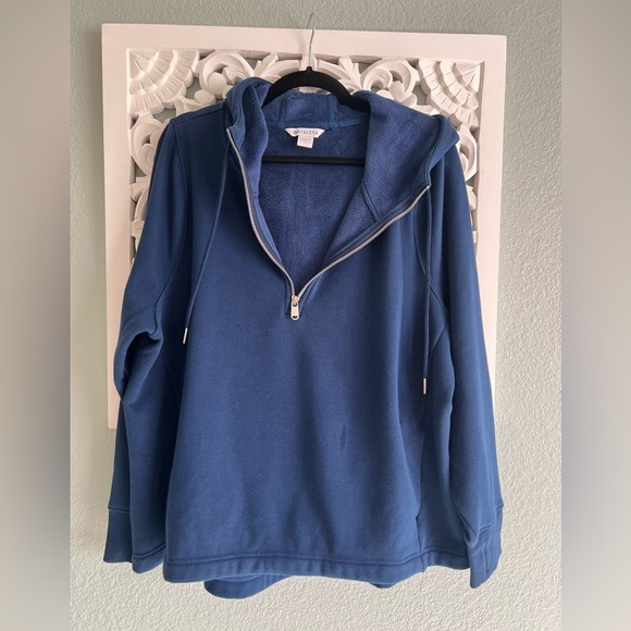 Athleta Cozy Karma 1/4 zip hoodie. Enchanted Blue Size 1X - Picture 2 of 7